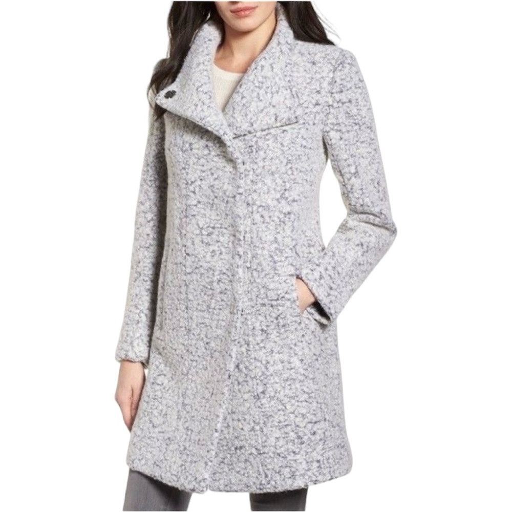 Kenneth Cole Boucle Wool Blend Coat NEW